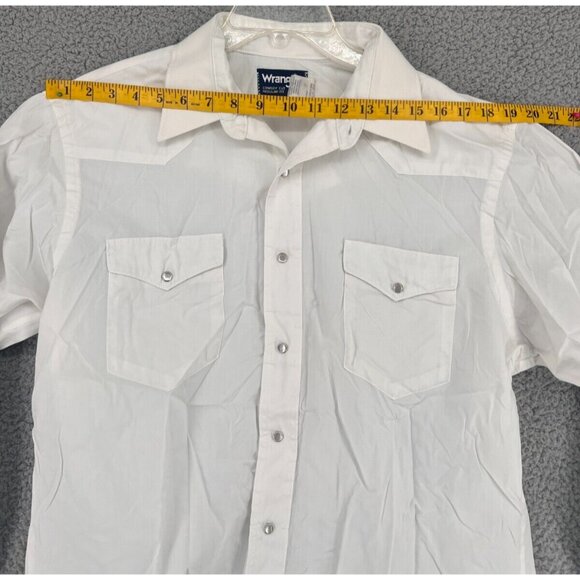 Vintage Wrangler Cowboy Cut Regular Fit X-Long Tails 16.5 x 33 White Pearl Snap - Picture 2 of 12